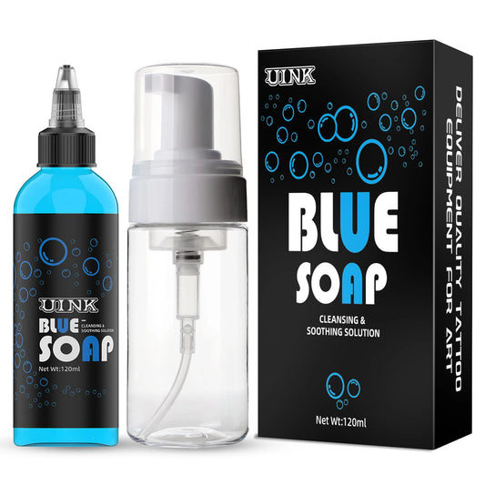 UINK Tattoo Blue Soap 120ml with Foaming Pot - Cleaning Tool for Artists & Beginners