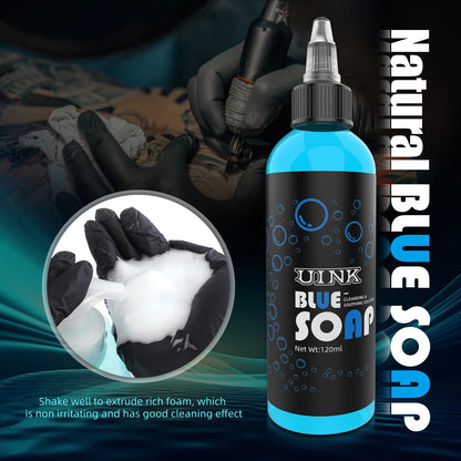 UINK Tattoo Blue Soap 120ml with Foaming Pot - Cleaning Tool for Artists & Beginners