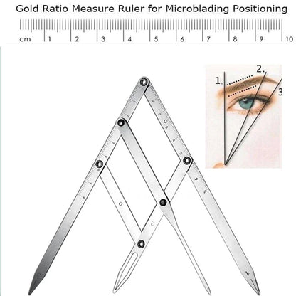 Stainless Steel Triangle Eyebrow Ruler - Golden Ratio Measurement Tool for PMU