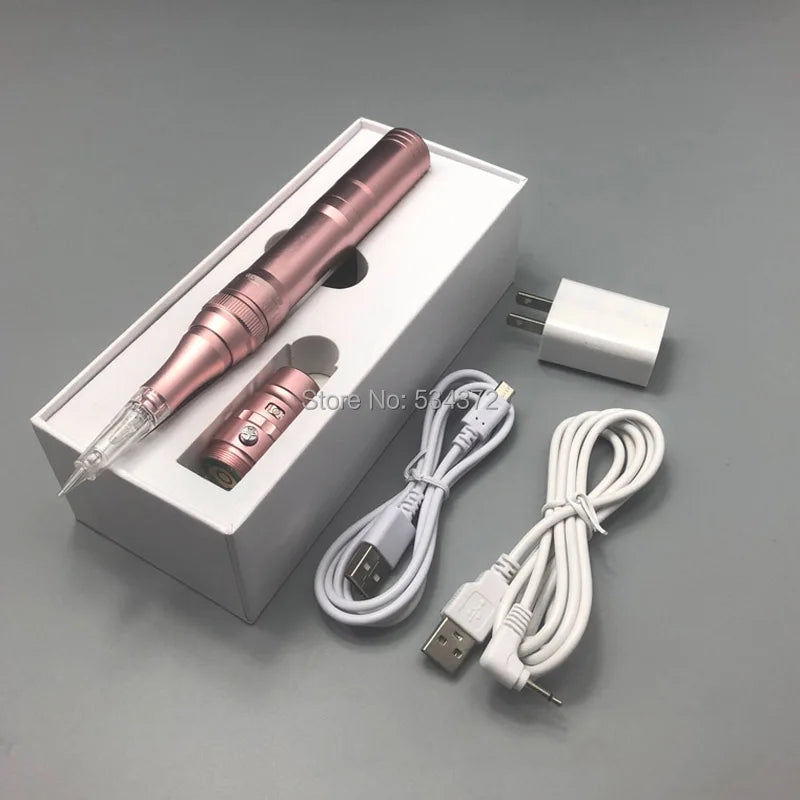 Rose Gold Wireless Permanent Makeup Machine Pen for Eyebrows & Beauty Tattoo