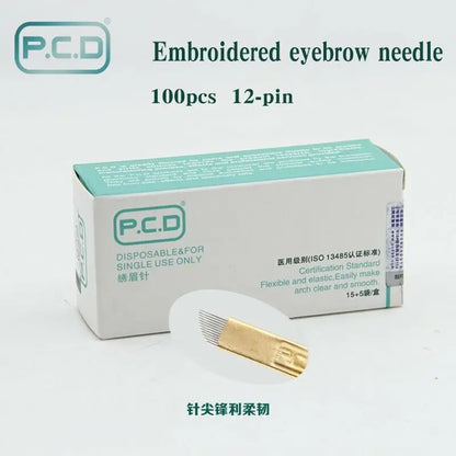 50PCS U-Pin Microblading Needles - 12/14/19 Pins for 3D Embroidery Manual Tattoo Pen