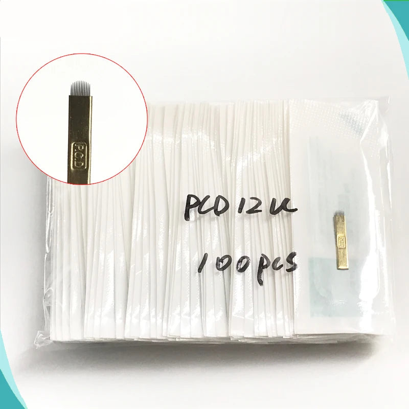 50PCS U-Pin Microblading Needles - 12/14/19 Pins for 3D Embroidery Manual Tattoo Pen