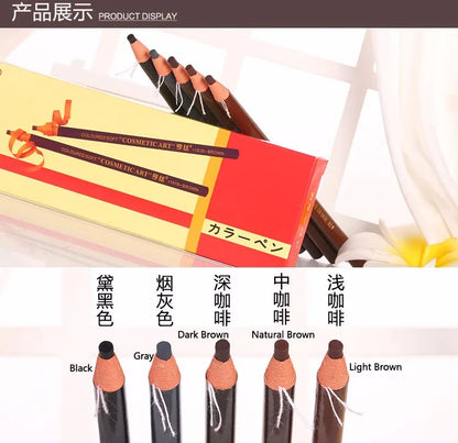 12pc Eyebrow Pencil Colored Soft Cosmetic Art Permanent Makeup Waterproof Tattoo