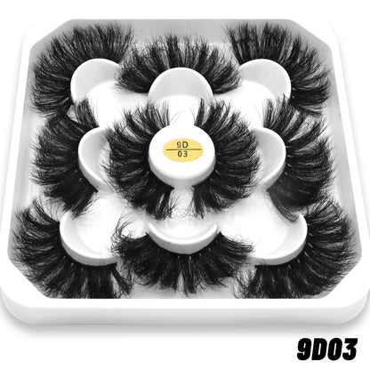 GROINNEYA 25mm 5 Pairs 3D Mink Lashes, Fluffy, Long, Thick, Natural False Eyelashes