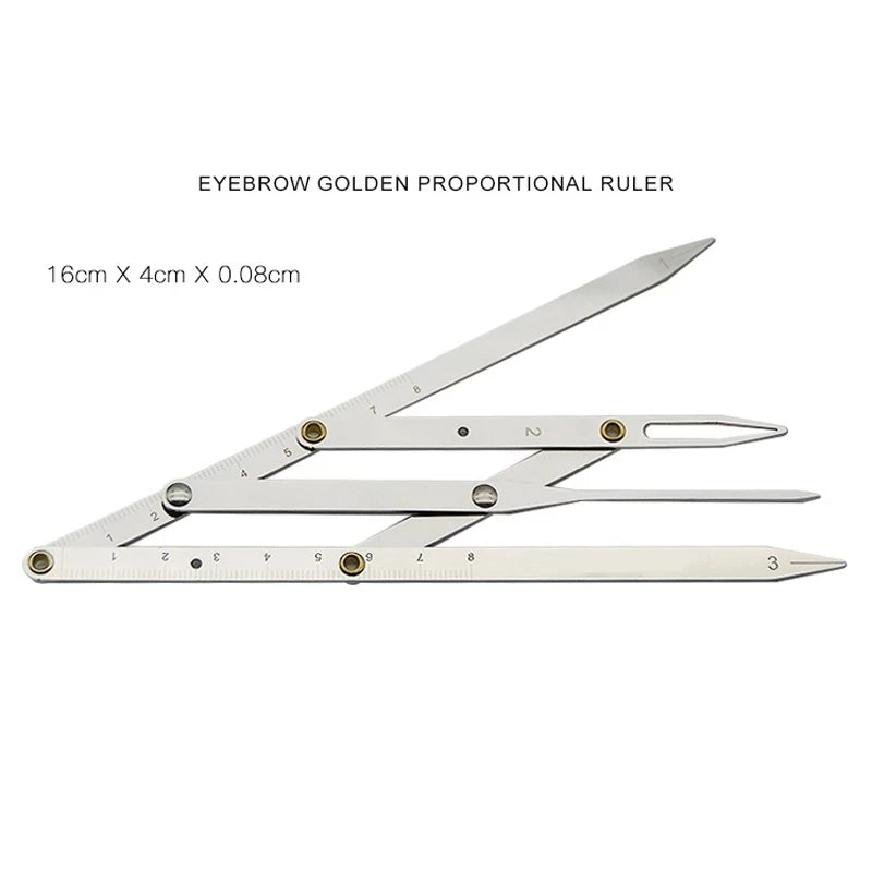 Stainless Steel Triangle Eyebrow Ruler - Golden Ratio Measurement Tool for PMU