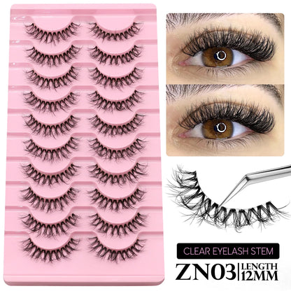 GROINNEYA 5/10 Pairs Mink Eyelashes, Invisible Band, Natural False Lashes, 3D Faux Mink Extensions