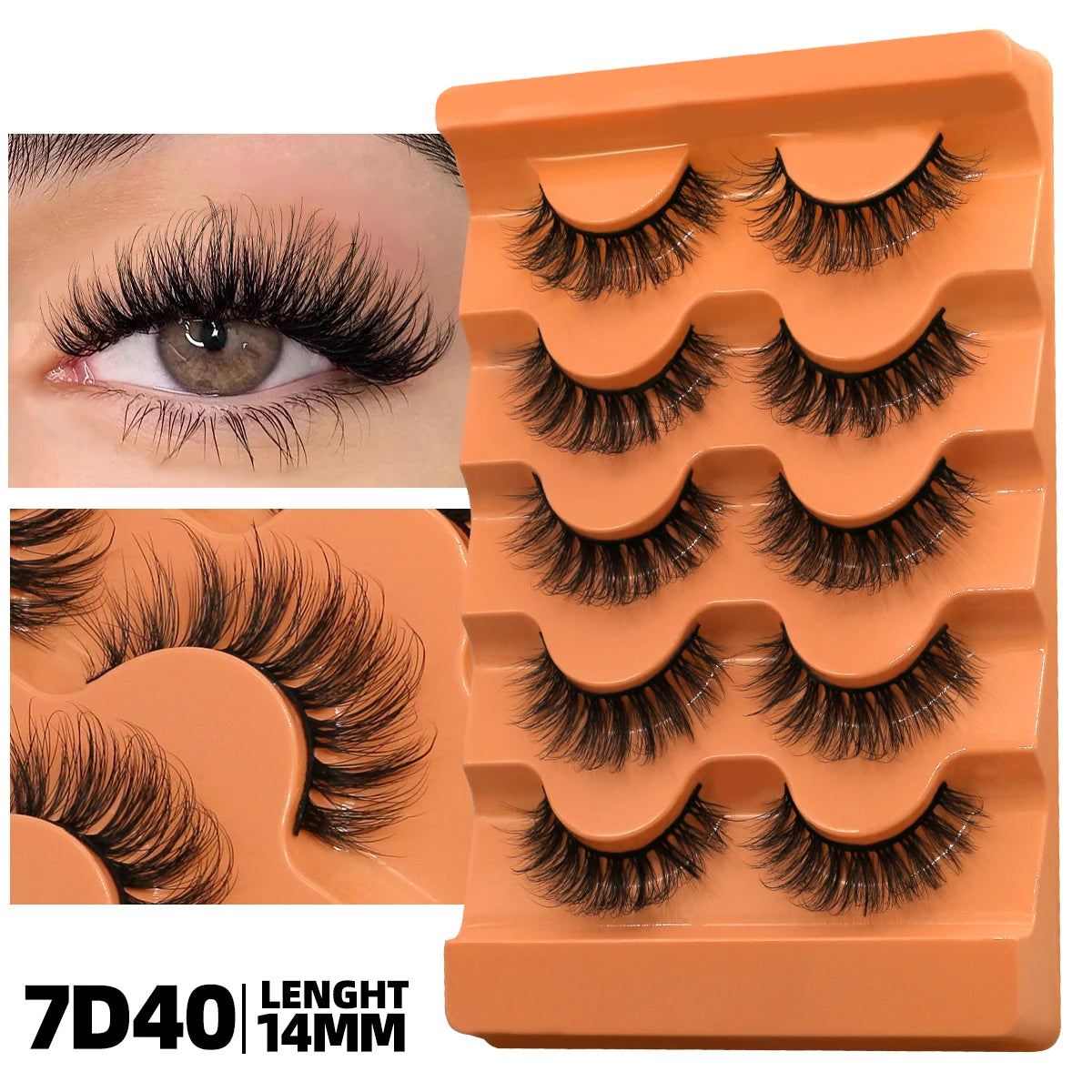 GROINNEYA Fluffy 8D Volume Mink Eyelashes, Soft Dramatic Wispy Lashes, Makeup Faux Cils