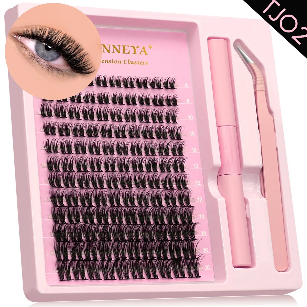 GROINNEYA Lash Clusters Kit, Waterproof Strong Hold, DIY Lash Extensions, Bond & Seal, Tweezers