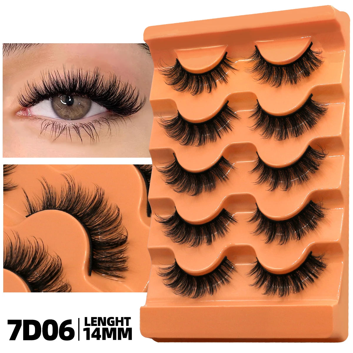 GROINNEYA Fluffy 8D Volume Mink Eyelashes, Soft Dramatic Wispy Lashes, Makeup Faux Cils