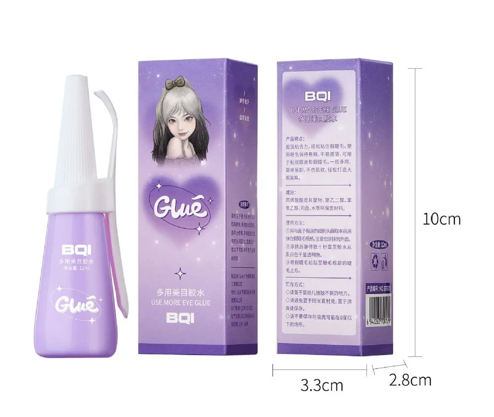 Waterproof Eyelash Glue, Quick-Dry Adhesive, False Lashes with Tweezers, Clear Extension Glue