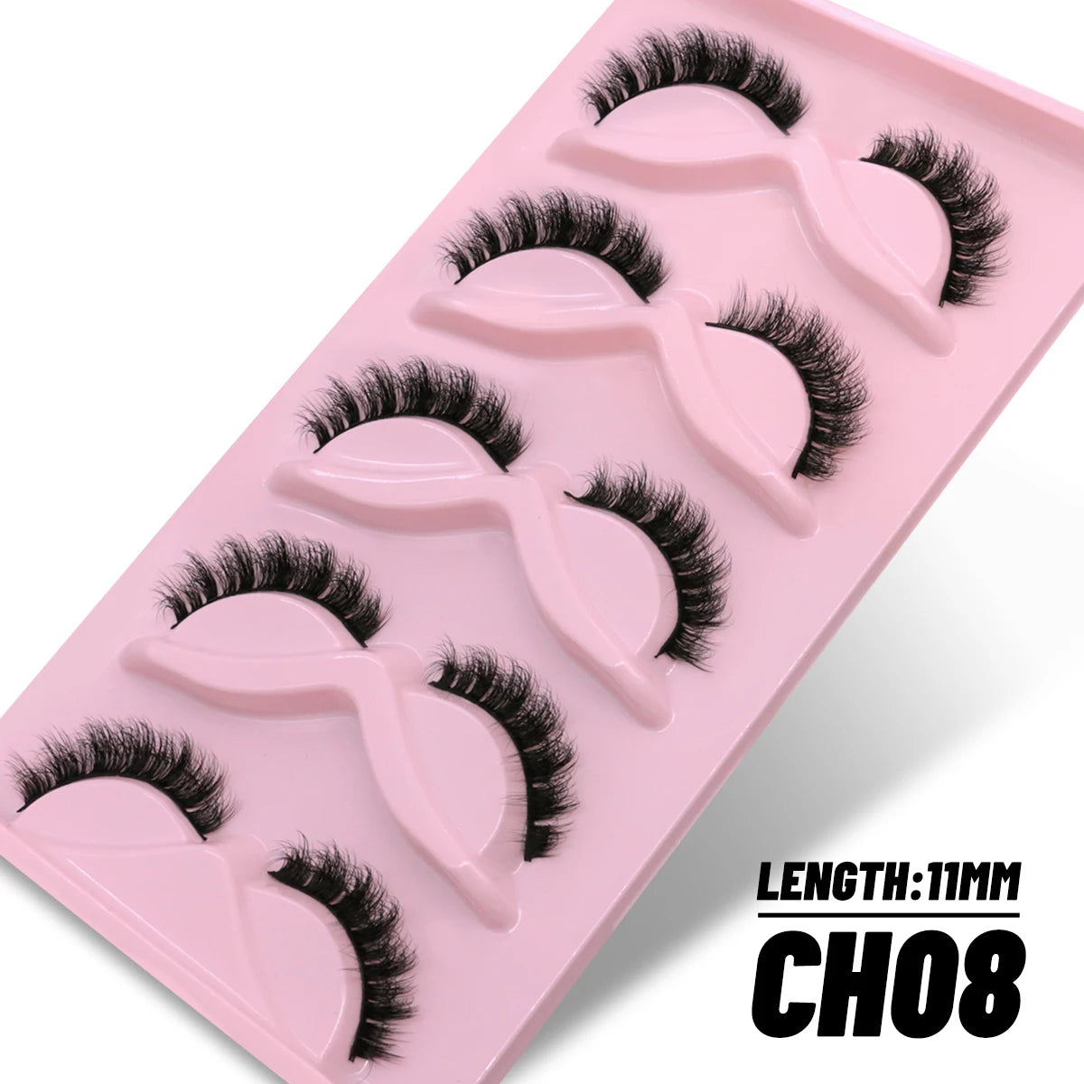 GROINNEYA 3D Natural Eyelashes, 5/10 Pairs, Fluffy Wispy, Cross, Cat Eye Lash Extensions Makeup