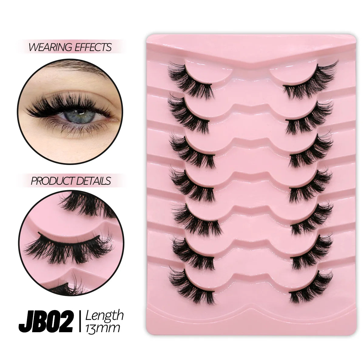 GROINNEYA Half Eye Lashes, 5/7 Pairs, New Faux Mink, Wispy Fluffy False Eyelashes, Cat Eye Extensions