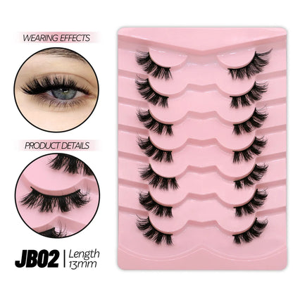 GROINNEYA Half Eye Lashes, 5/7 Pairs, New Faux Mink, Wispy Fluffy False Eyelashes, Cat Eye Extensions