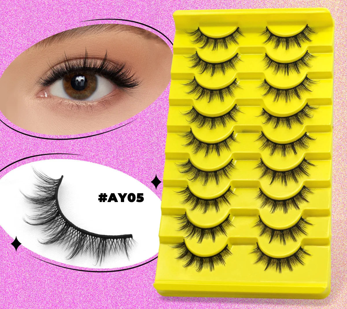 GROINNEYA 5/7/9 Pairs Eyelashes Faux Mink Eyelashes Extension Natural False Eyelashes 3D Wispy Lashes Manga Lashes