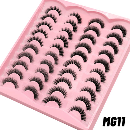 GROINNEYA 5/20 Pairs Russian Strip Lashes, DD Curl, Natural Lashes, 4 Styles, Eyelash Extensions