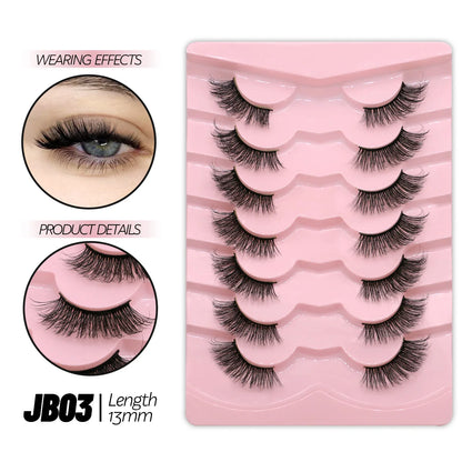 GROINNEYA Half Eye Lashes, 5/7 Pairs, New Faux Mink, Wispy Fluffy False Eyelashes, Cat Eye Extensions