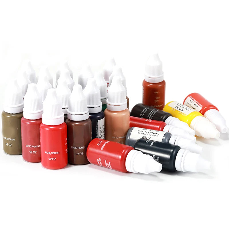 15ML Professional Tattoo Ink Set - PMU Pigment for Eyebrows, Lips, & Eyeliner