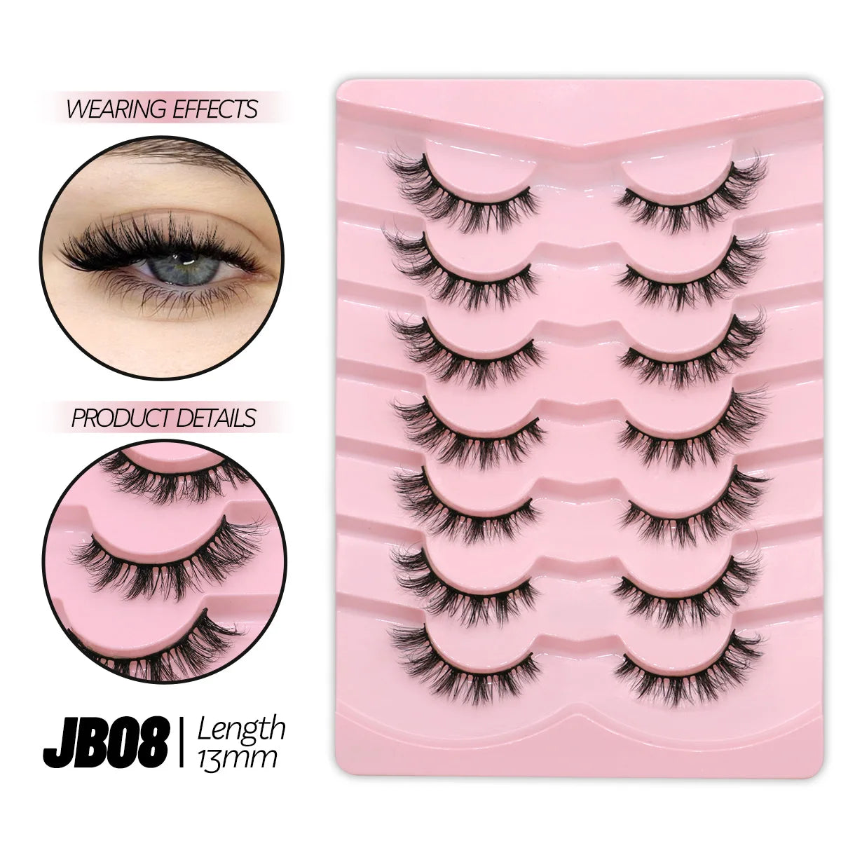 GROINNEYA Half Eye Lashes, 5/7 Pairs, New Faux Mink, Wispy Fluffy False Eyelashes, Cat Eye Extensions