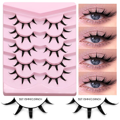 GROINNEYA Manga 3D Mink Lashes, Soft Cross Wispy, Natural False Eyelashes, Eyelash Extensions