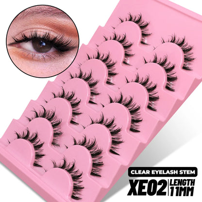 GROINNEYA 5/10 Pairs Mink Eyelashes, Invisible Band, Natural False Lashes, 3D Faux Mink Extensions