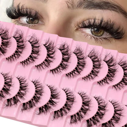 GROINNEYA 5/10 Pairs Mink Eyelashes, Invisible Band, Natural False Lashes, 3D Faux Mink Extensions