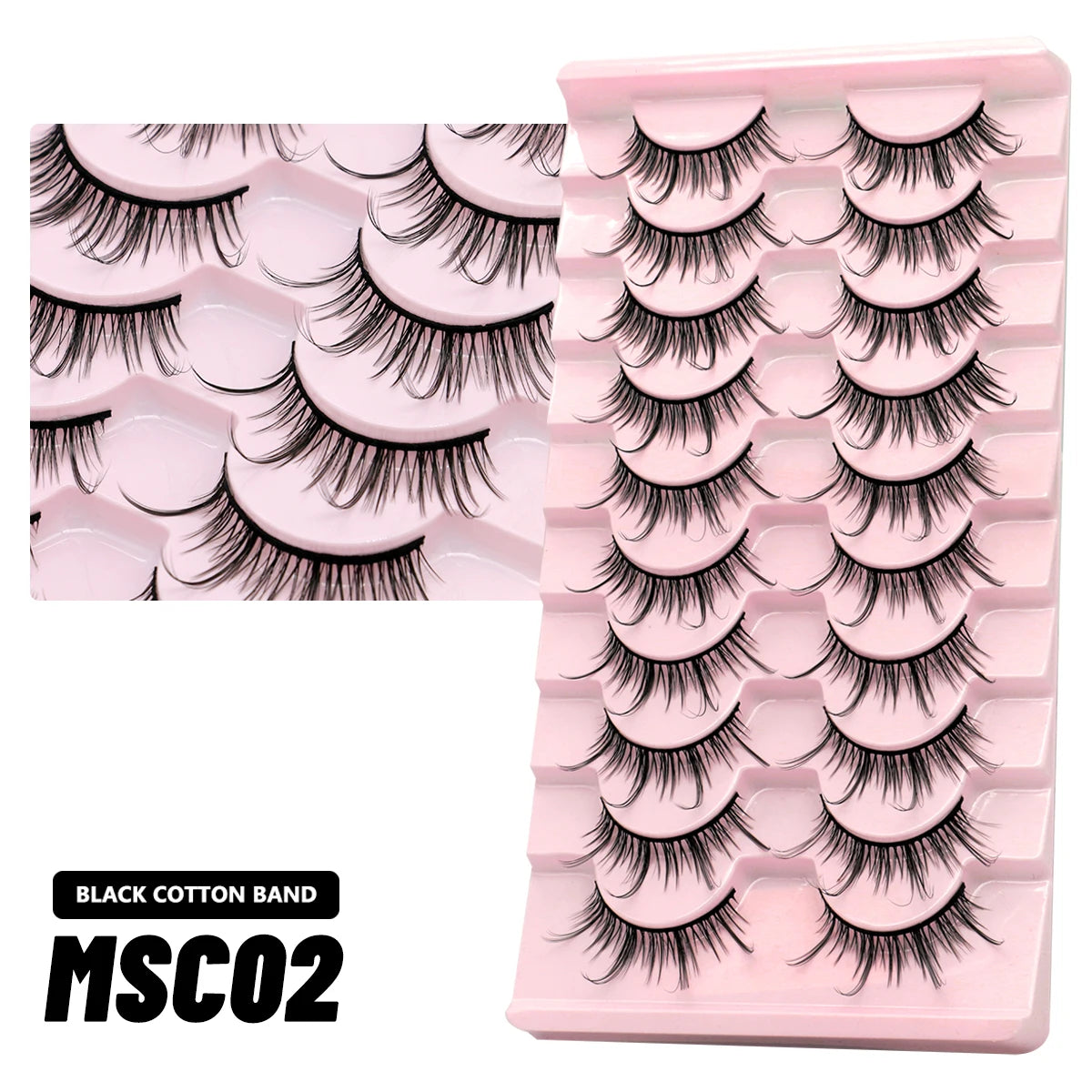 GROINNEYA 5/10 Pairs Natural False Eyelashes, Manga 3D Faux Mink, Soft Winged, Realistic Extensions