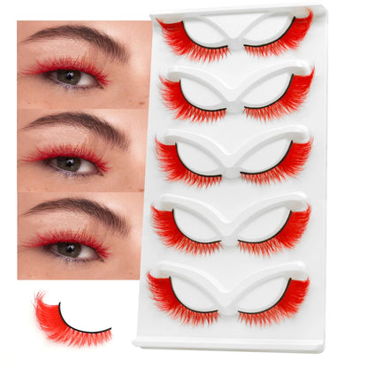 GROINNEYA Colorful False Eyelashes Cat Eye Lashes 3D Faux Mink Fluffy Eyelashes Russian Natural Thick Fluffy Lashes