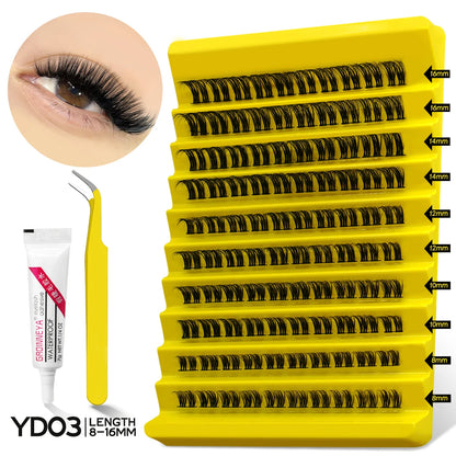 GROINNEYA Lash Clusters Kit, Waterproof Strong Hold, DIY Lash Extensions, Bond & Seal, Tweezers