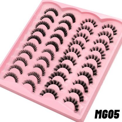 GROINNEYA 5/20 Pairs Russian Strip Lashes, DD Curl, Natural Lashes, 4 Styles, Eyelash Extensions