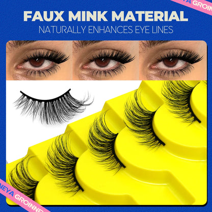 GROINNEYA Half Lashes, 5/7/10 Pairs, Soft Natural Cat Eye, Fluffy Faux Cils, Eyelash Extensions