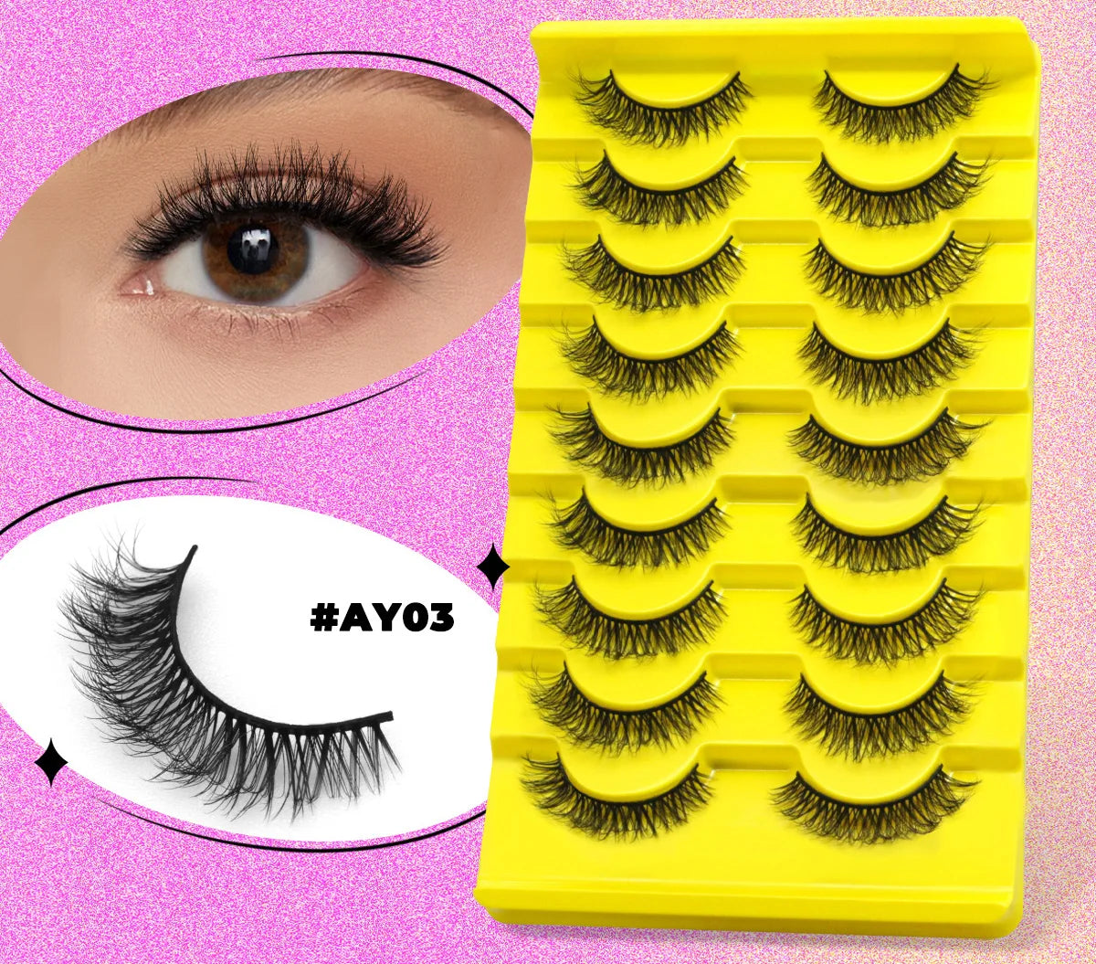 GROINNEYA 5/7/9 Pairs Eyelashes Faux Mink Eyelashes Extension Natural False Eyelashes 3D Wispy Lashes Manga Lashes