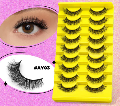 GROINNEYA 5/7/9 Pairs Eyelashes Faux Mink Eyelashes Extension Natural False Eyelashes 3D Wispy Lashes Manga Lashes