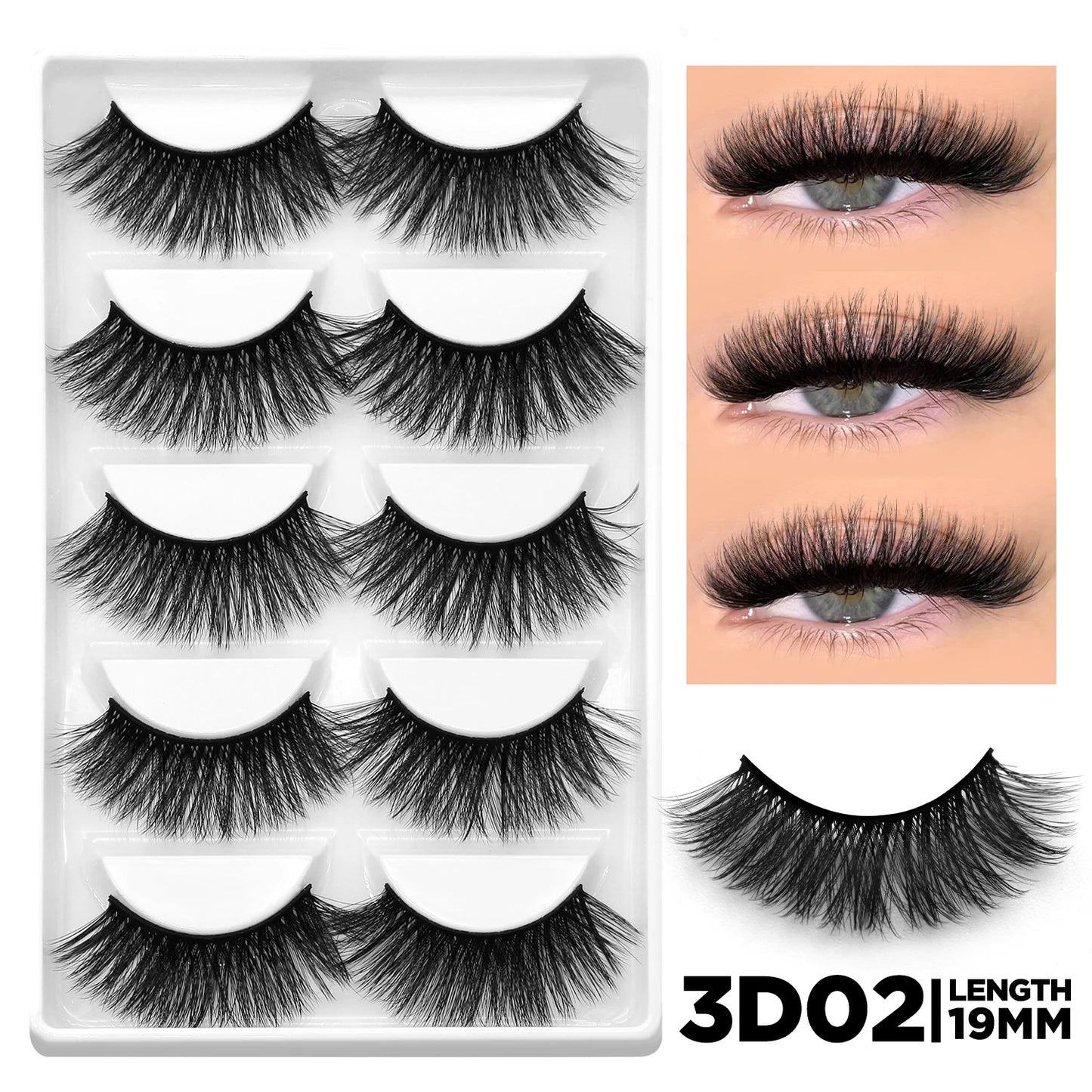 GROINNEYA 3D Fluffy Faux Mink Lashes, Dramatic Volume, Natural Extension Look