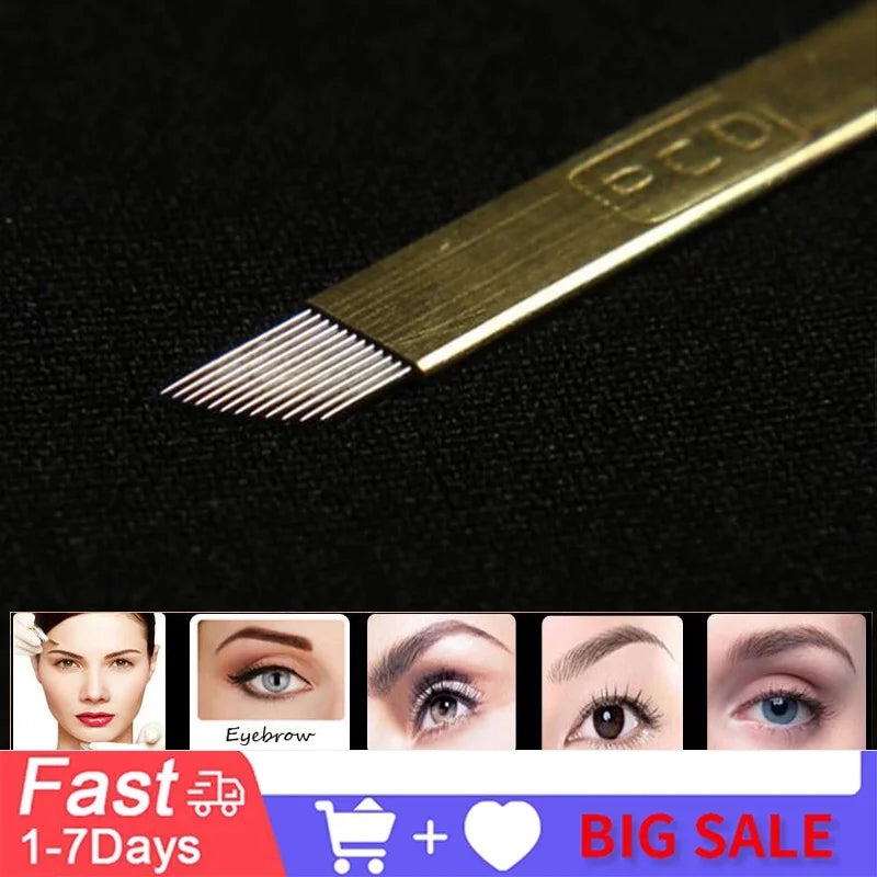 50PCS PCD Microblading Needles - Eyebrow & Lip PMU Blades for Tebori Tattoo