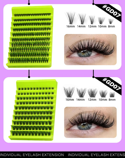 GROINNEYA Cluster Lashes, Natural Eyelash Extensions, Volume Individual Lashes, Mixed Tray, Faux Mink