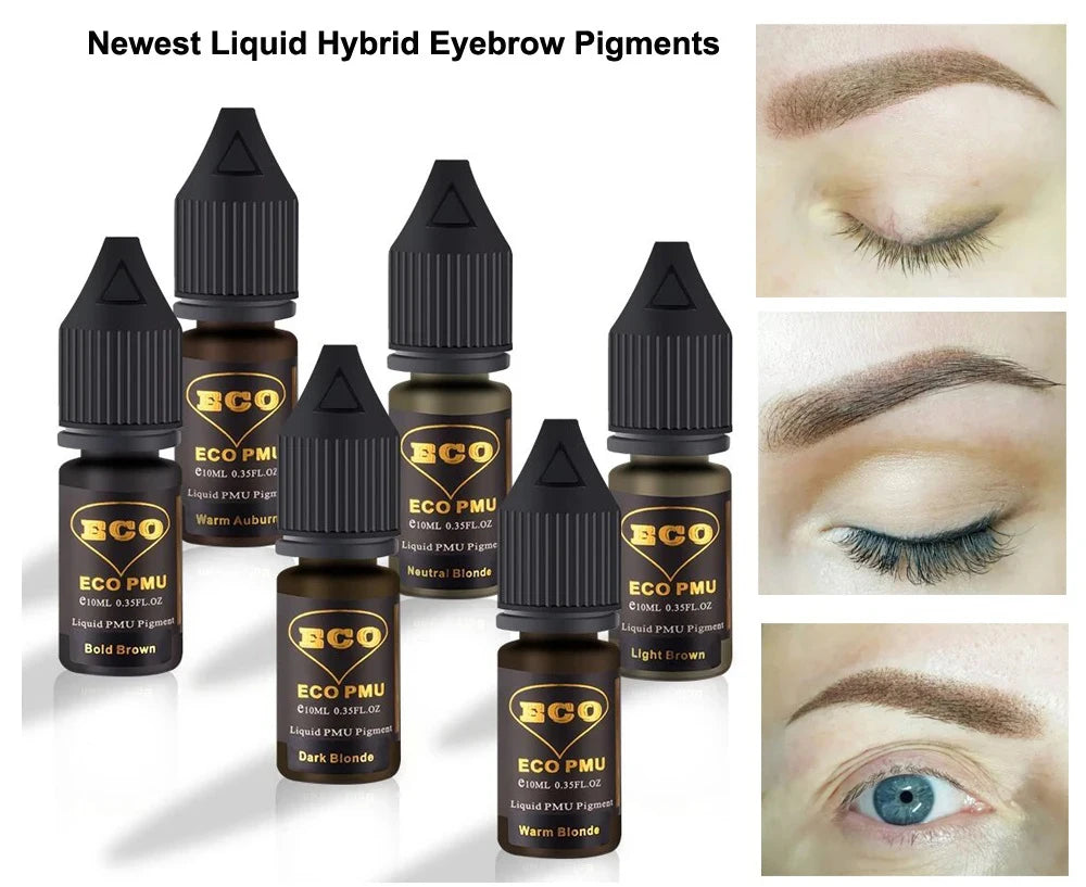 10ml Liquid Tattoo Ink for Eyebrow, Eyeliner & Lip Tint - Permanent Makeup Pigment