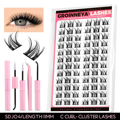 GROINNEYA Lash Clusters Kit DIY Lash Extension Kit Individual Lashes Cluster with Lash Bond & Seal & Remover EyeLashes Extension