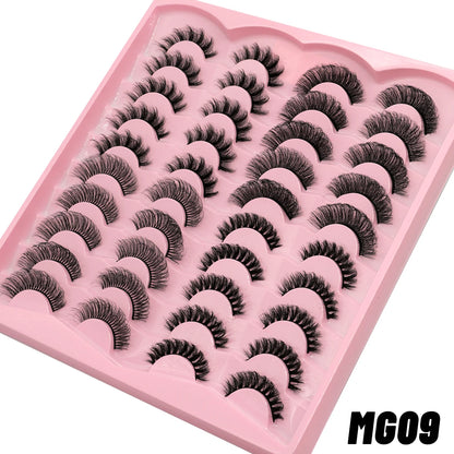 GROINNEYA 5/20 Pairs Russian Strip Lashes, DD Curl, Natural Lashes, 4 Styles, Eyelash Extensions