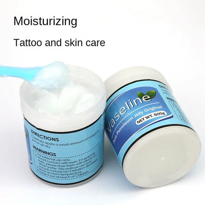 500g Tattoo Vaseline for Skin Lubrication & Coloring, White Bottle