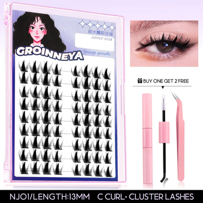 GROINNEYA Lash Clusters Kit False Eyelashes & Tools Lash Bond And Seal And Eyelash Tweezers DIY Lash Extension Kit Makeup