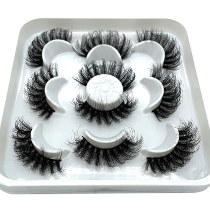 GROINNEYA 25mm 5 Pairs 3D Mink Lashes, Fluffy, Long, Thick, Natural False Eyelashes