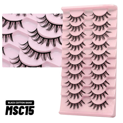 GROINNEYA 5/10 Pairs Natural False Eyelashes, Manga 3D Faux Mink, Soft Winged, Realistic Extensions