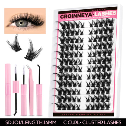 GROINNEYA Lash Clusters Kit DIY Lash Extension Kit Individual Lashes Cluster with Lash Bond & Seal & Remover EyeLashes Extension