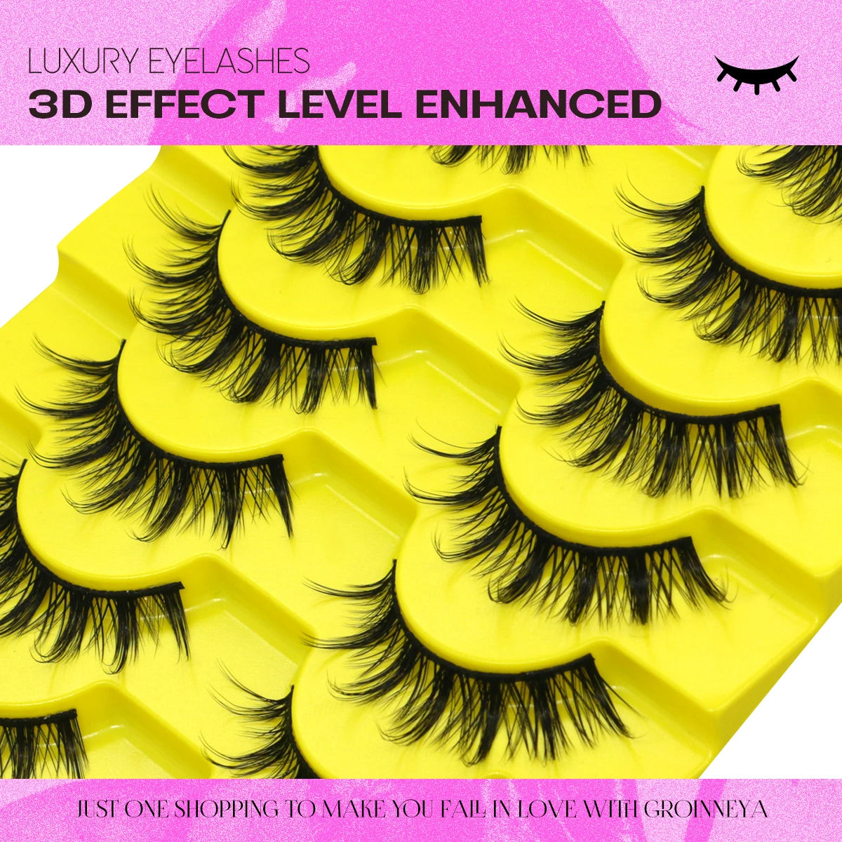 GROINNEYA 5/7/9 Pairs Eyelashes Faux Mink Eyelashes Extension Natural False Eyelashes 3D Wispy Lashes Manga Lashes