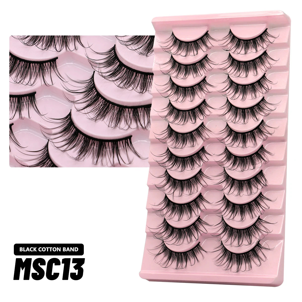 GROINNEYA 5/10 Pairs Natural False Eyelashes, Manga 3D Faux Mink, Soft Winged, Realistic Extensions