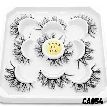 GROINNEYA 5/7 Pairs 3D Fluffy Manga Lashes, Wispy Natural Extension Look