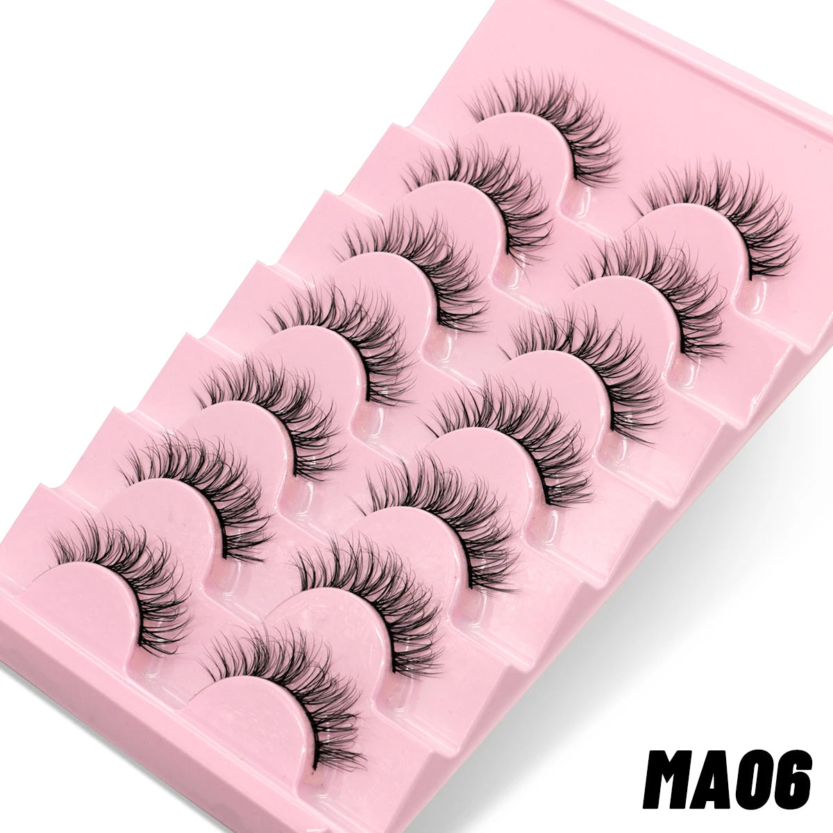 GROINNEYA 5/10 Pairs Natural False Eyelashes, Manga 3D Faux Mink, Soft Winged, Realistic Extensions