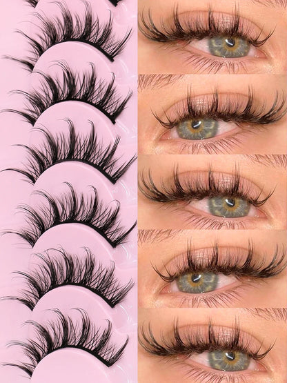 GROINNEYA Manga Faux Mink 3D Lashes, Fluffy Cross Wispy, Natural Extension Look