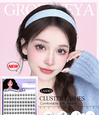 GROINNEYA Lash Clusters Kit False Eyelashes & Tools Lash Bond And Seal And Eyelash Tweezers DIY Lash Extension Kit Makeup