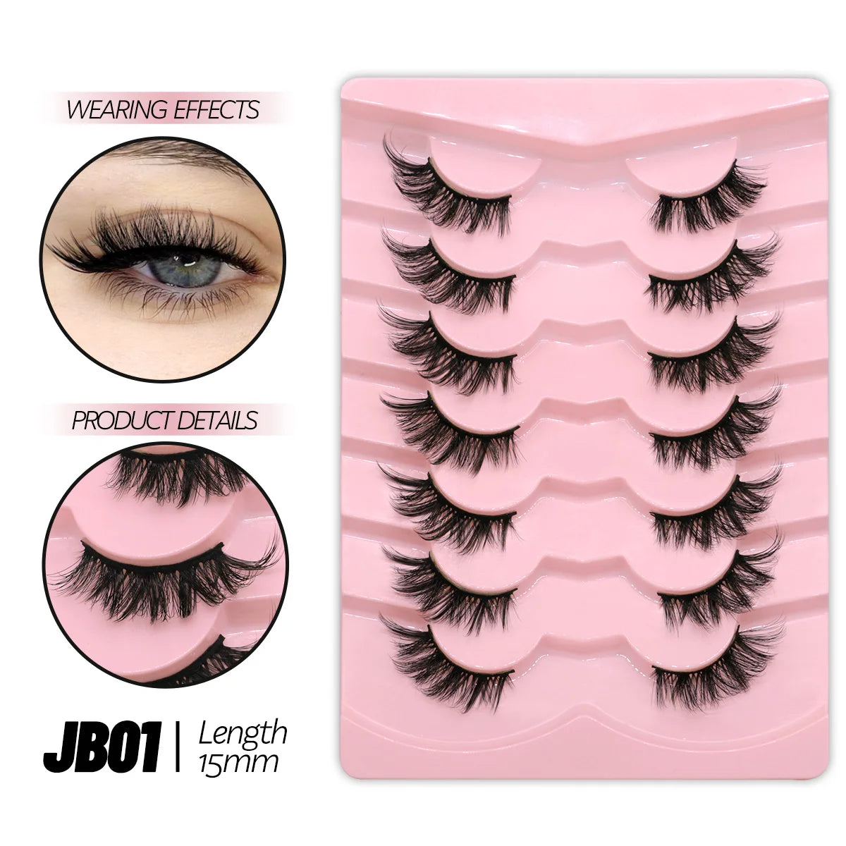 GROINNEYA Half Lashes, 5/7/10 Pairs, Soft Natural Cat Eye, Fluffy Faux Cils, Eyelash Extensions